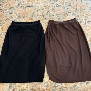 2 Size Small SPANX Black and Brown Midi Pencil Skirt for Work